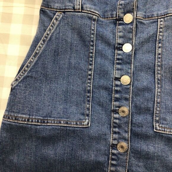 GARAGE denim short dress romper mini dress jeans XS pockets button up sexy - Picture 6 of 14
